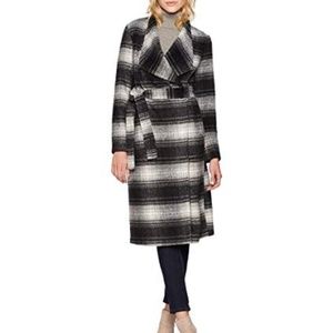 BB Dakota plaid tie waist winter coat